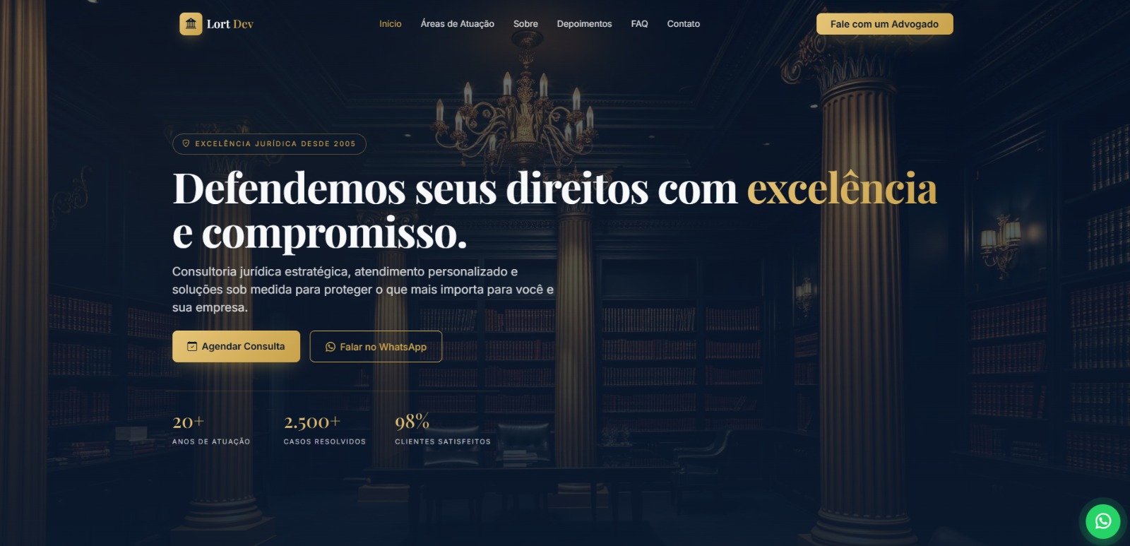 Landing Page de Advocacia no desktop