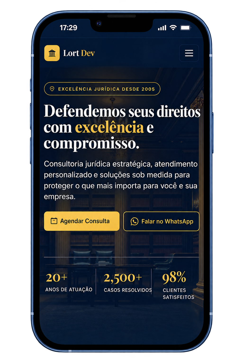 Landing Page de Advocacia no mobile